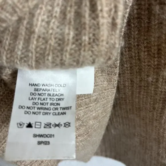 Quince Women's Size L Oatmeal Mongolian Cashmere Fisherman Pullover Hoodie - Picture 7 of 9